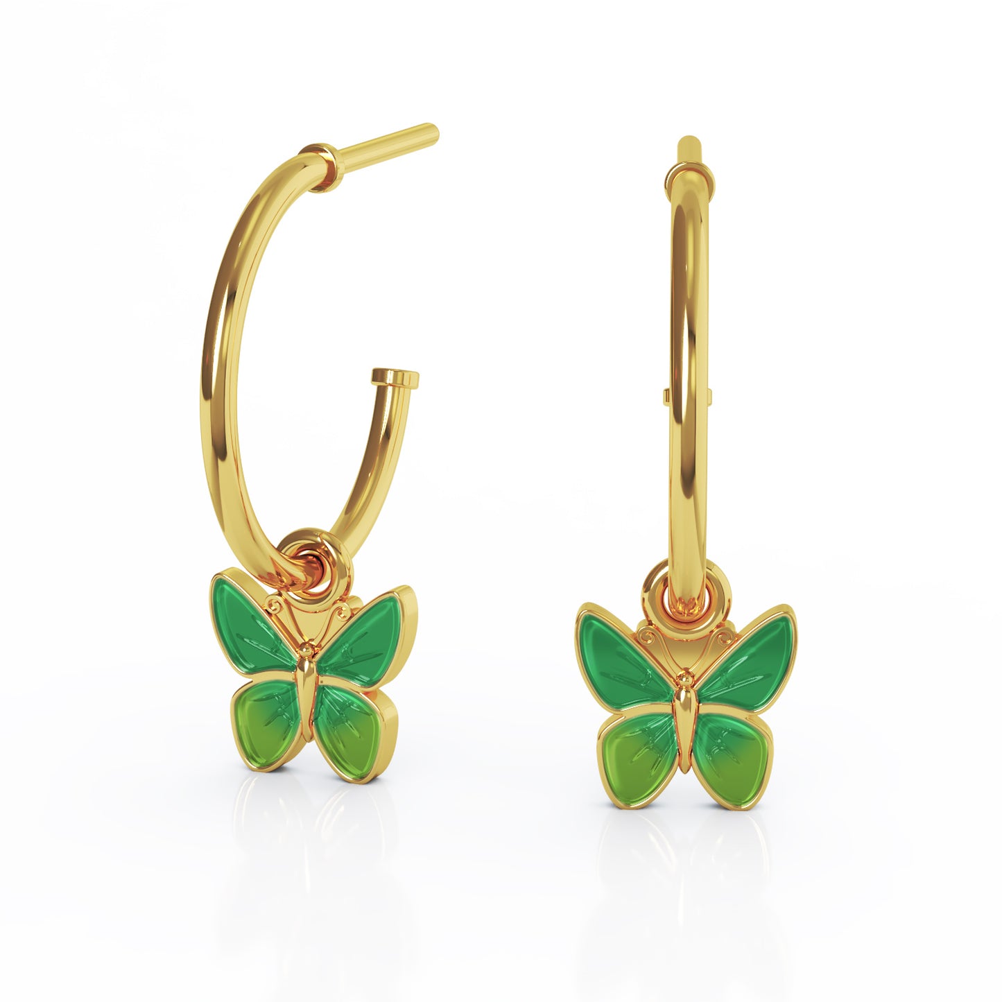 Liv øreringer grønn Sommerfugl