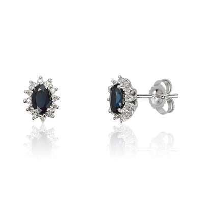 Rosett ørepynt med safir og diamanter