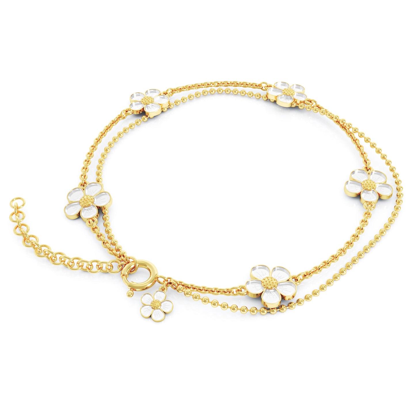 Liv emaljearmbånd Jordbærblomst