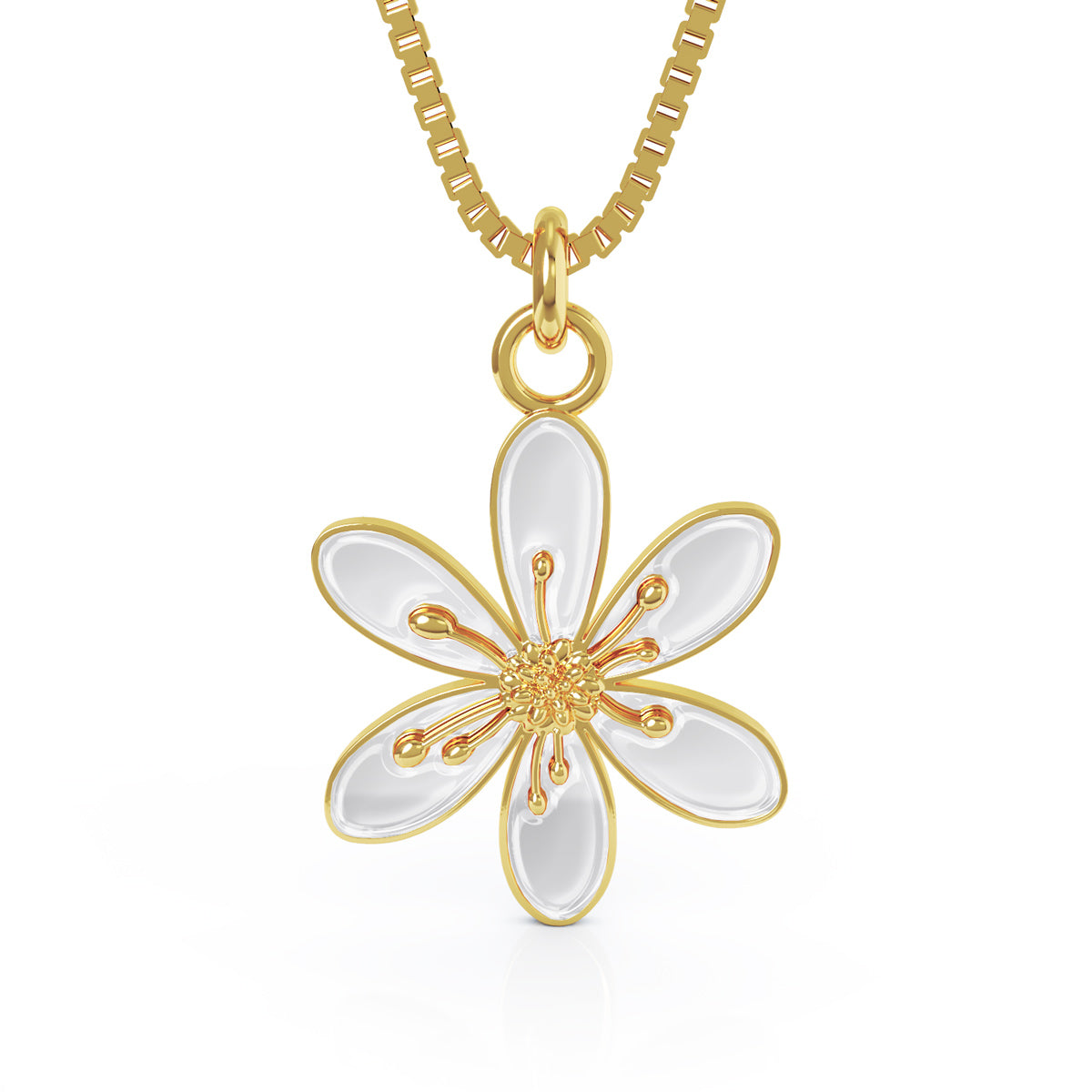 Liv emaljesmykke Hvitveis