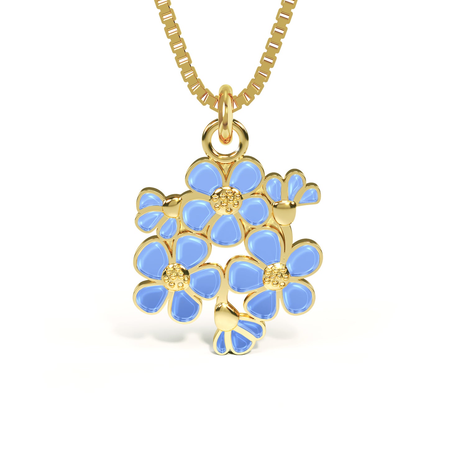 Liv emaljesmykke blå Forglemmegei