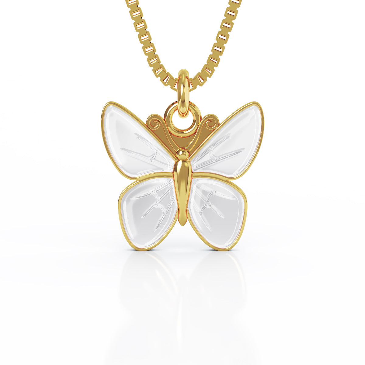 Liv emaljesmykke hvit Sommerfugl