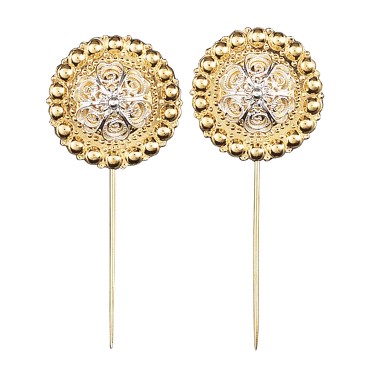 Borenåler i forgylt med lang nål og kruser 057536