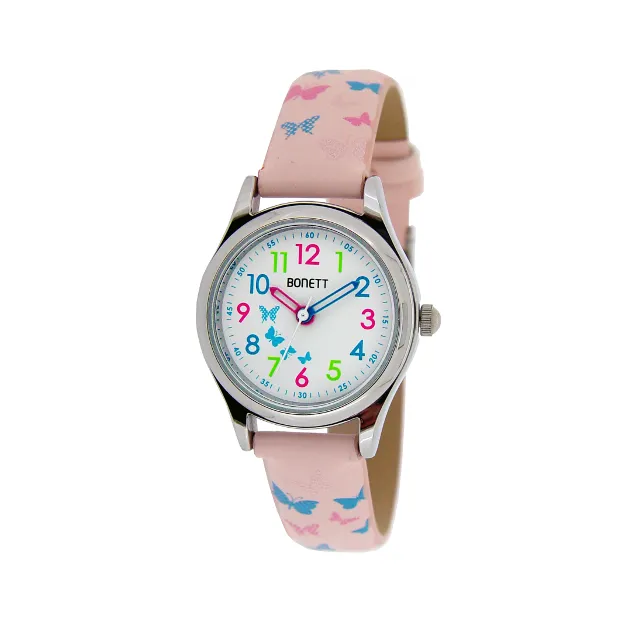 Barneklokke med sommerfugler, rosa 1508P