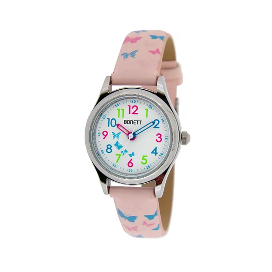 Barneklokke med sommerfugler, rosa 1508P