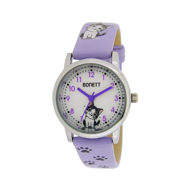 Barneklokke med katt, lilla 1521L