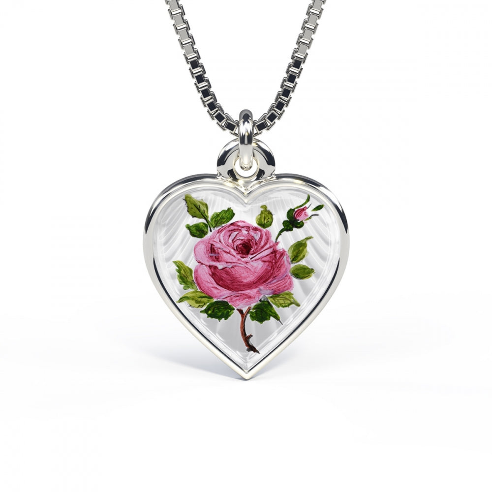 Emaljehjerte Rød Rose