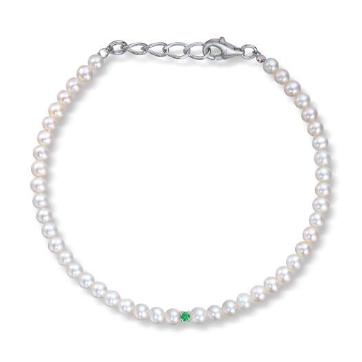 Armbånd med perler og grønn stein Mod. 3050819