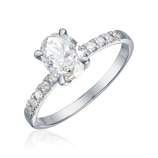 Olivia ring oval 585 hvitt gull