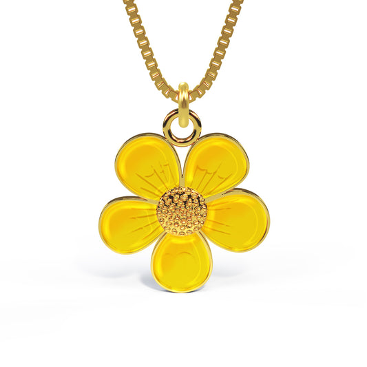 Liv emaljesmykke gul Smørblomst