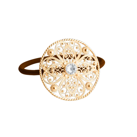 Forgylt hårstrikk med stein 920600