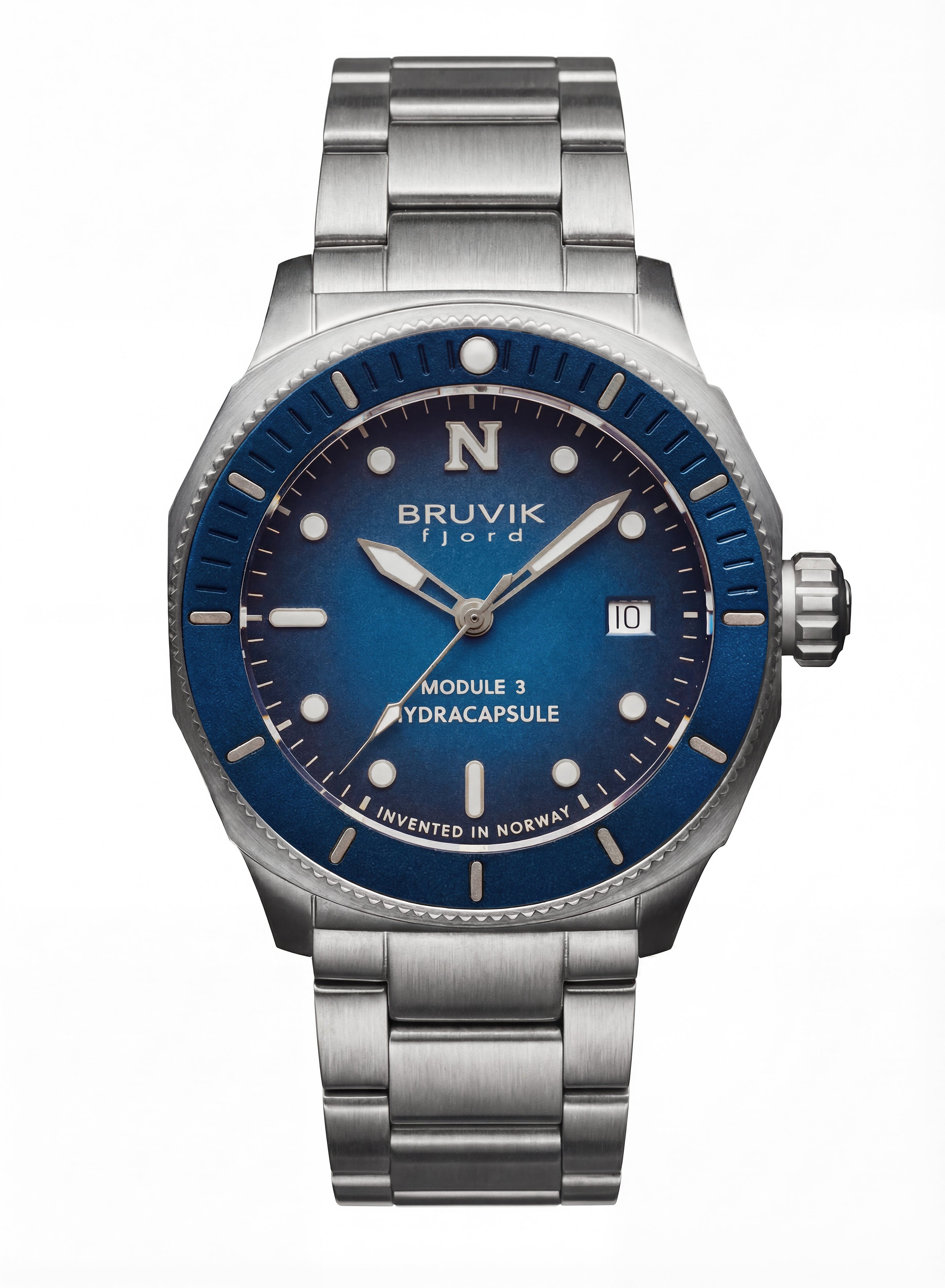 Bruvik Fjord Hydracapsule® med lenke Steel Blue – Kleiveland ur & gull