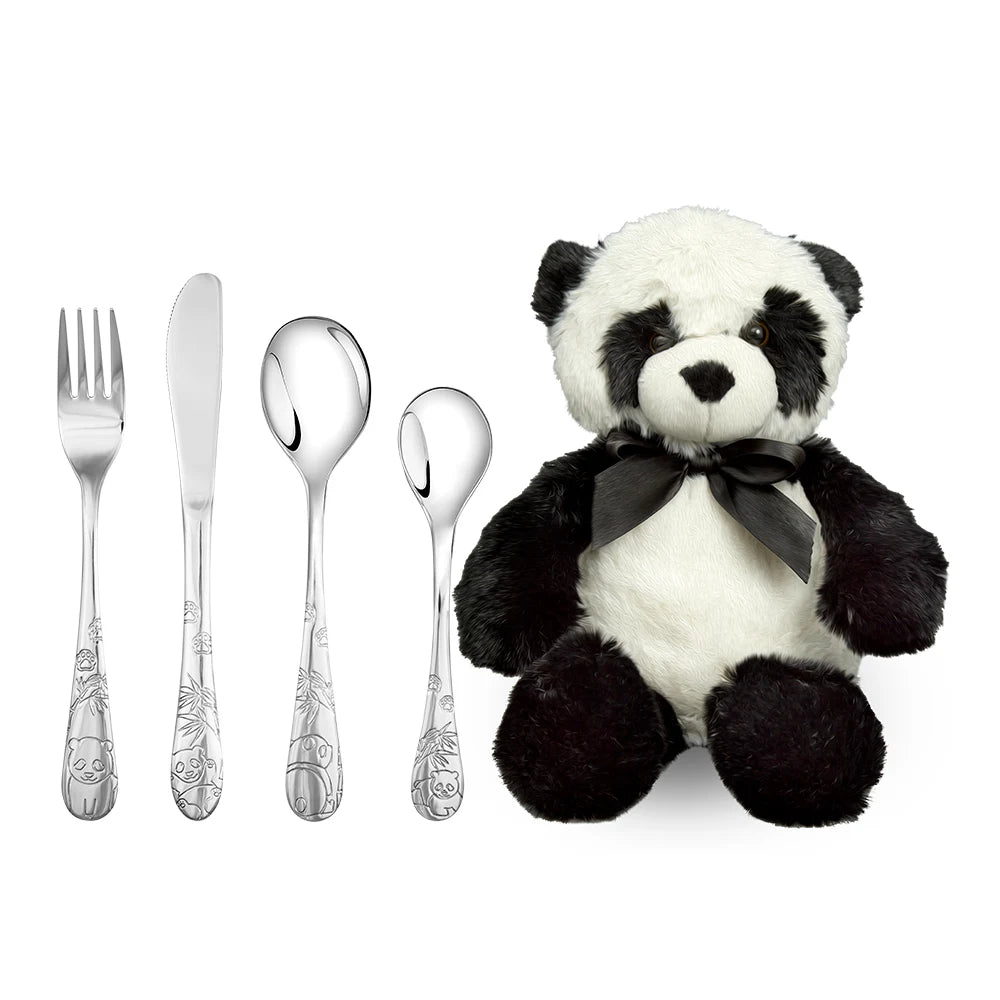 Panda Stålbestikk, 4 deler med bamse