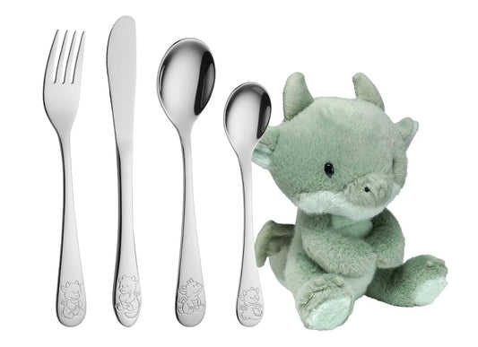 Drage Stålbestikk, 4 deler med bamse